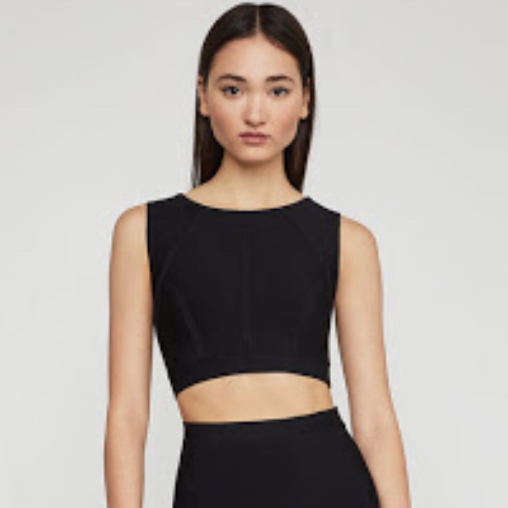 NWT BCBGMaxazria Fenella Cropped Top in Black XXS